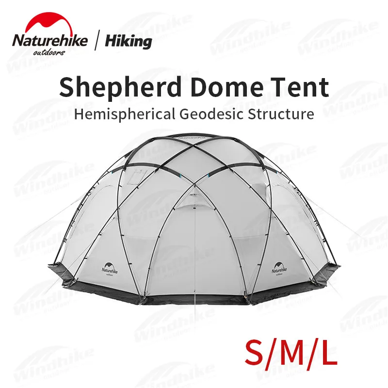 Naturehike Aries Dome Camping Tent Outdoor Spherical Tent 75D Polyester Plaid 3000Mm Large Space 17㎡ Snow Tent With Snow Skirt