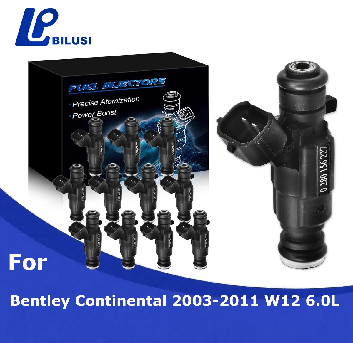 

Bilusi Fuel Injectors Compatible with Bentley Continental 2003-2011 6.0L Turbocharged Replace# 07C906031B 0280156227