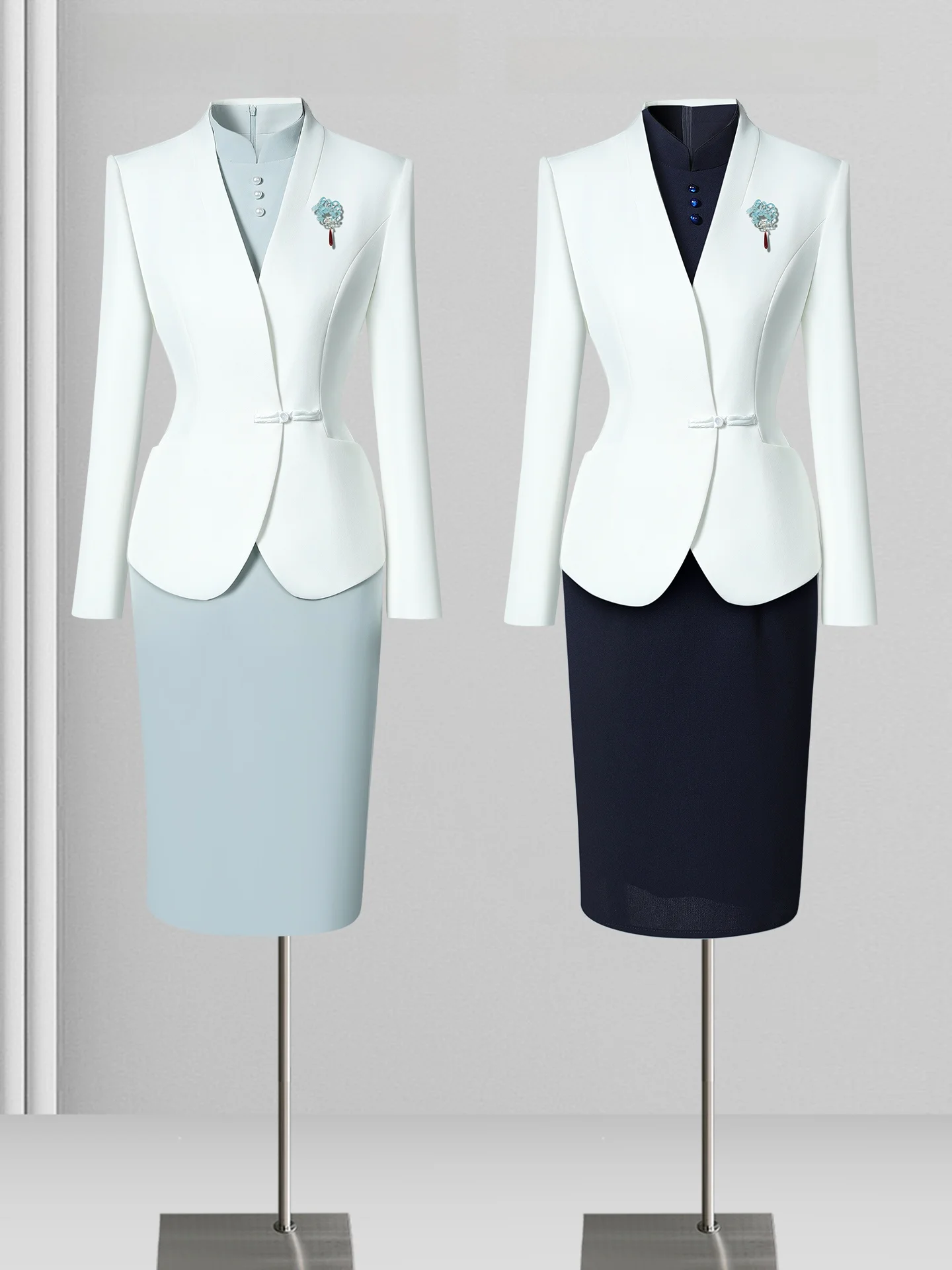 

Elegant New Chinese Style Professional Women's Suit Set for Beauty Salon Front Desk High End Hospital Workwear Fashionable