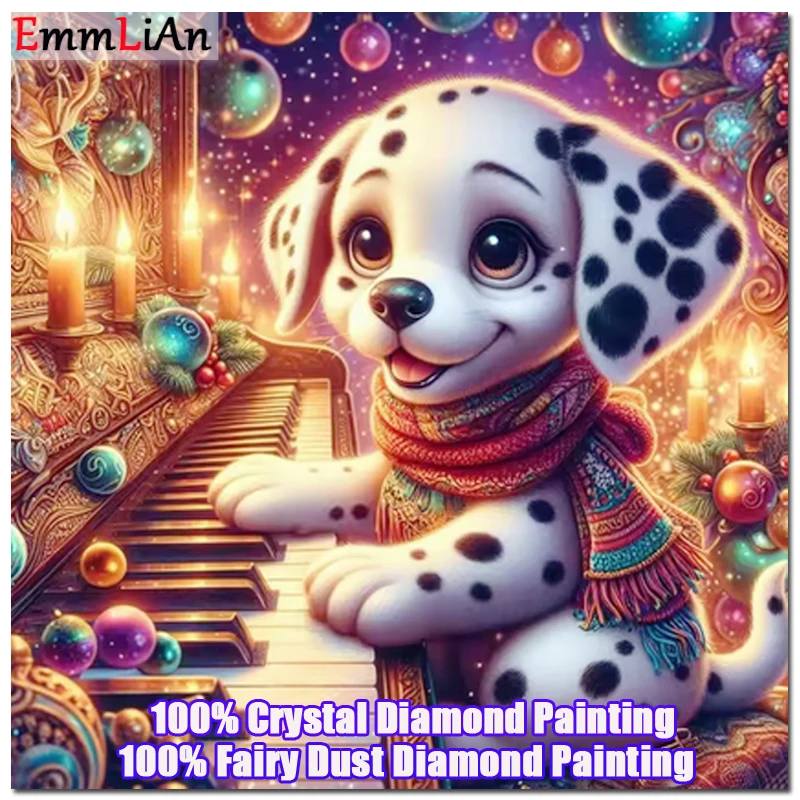 

100% Fairy Dust Diamond Painting Pet Dog Cross Stitch Kit Spotted Dog Full Crystal Diamond Mosaic Embroidery Art Christmas Gift