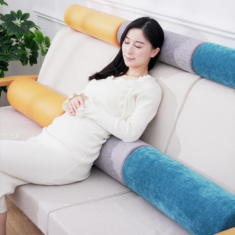 Solid Multi Use Cylinder Pillow Foam Lumbar Comfort Support with Washable Cover for Office Sofa Bed Neck Back Leg Pain Relief