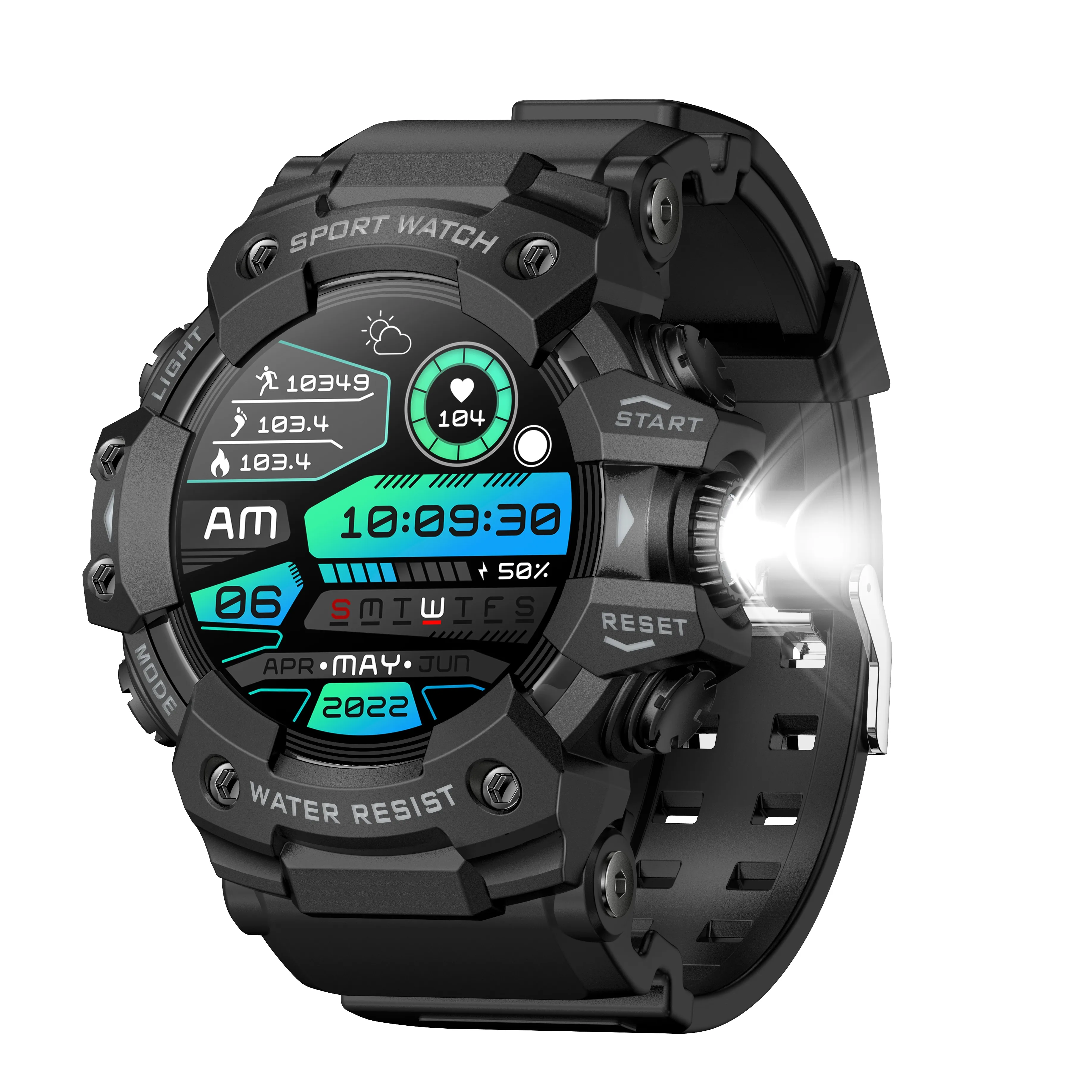 TLCRETE 2025 الرياضة موضة ضوء فلاش ساعة ذكية LC21 Reloj Inteligente جهاز تعقب للياقة البدنية 1.32 بوصة BT دعوة ساعة ذكية