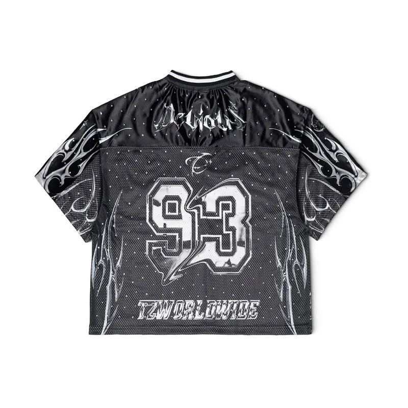 2026 Popular New Kpop Full Series Sports American Jersey Summer Black Grey Contrast Print Oversized T Shirt for Fans As Gift