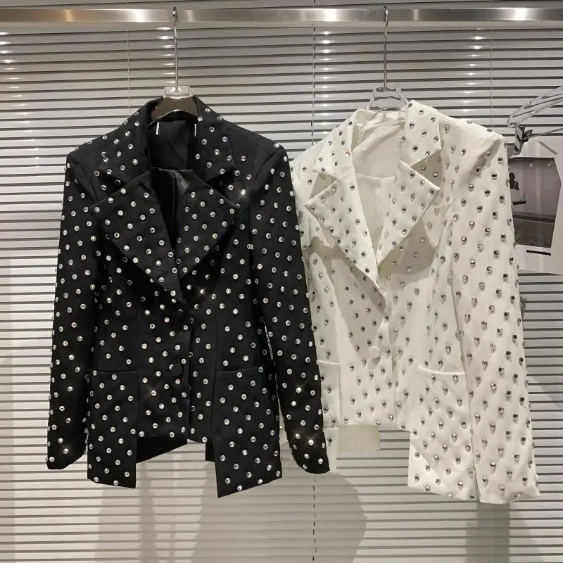 

Heavy Embellied Water Diamond Jaet Autumn New Sle Glowing West Suit Outerwear Faionable Straight Leg Suit