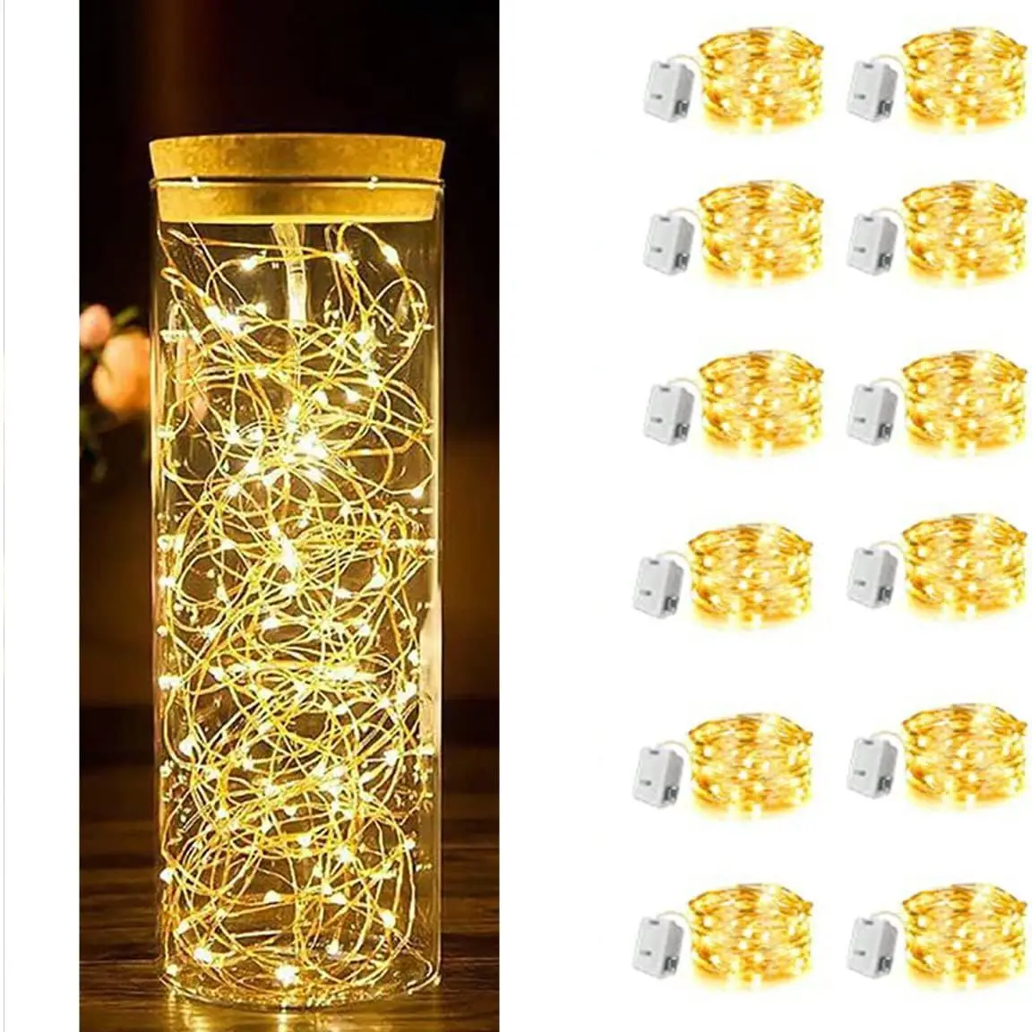 12 Pack Fairy Lights Battery Operated String Lights 2 meters 20 Led Waterproof Christmas Lights for Bedroom DIY Party Wedding Pa