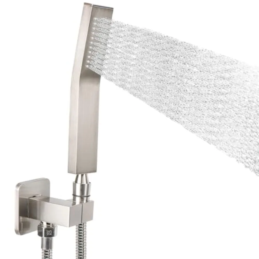 

Brass Hand Held Shower Head Luxury High Pressure Shower Kit with Wall Connector and Hose Set for Bathroom Showering System Cont