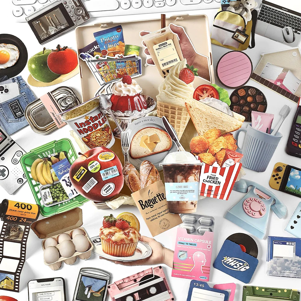 4 نمط 20 قطعة/حقيبة ملاحظات لاصقة ممتعة سلسلة ثانية المواد كتاب لطيف الغذاء كتيب مذكرات DIY بها بنفسك مواد الديكور بطاقات الورق