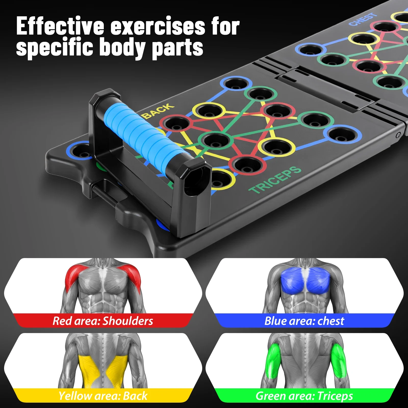 Portable Foldable Push-Up Board with Handles & Resistance Bands – Multi-Purpose Home Gym Equipment for Chest, Arms, Back, Abs