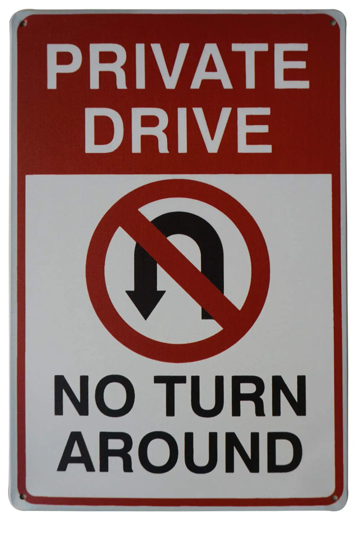 LASMINE Private Drive No Turn Around Embossed Metal Tin Sign with No U-Turn Symbol Private Drive Sign Driveway Signs No Turn 1pc