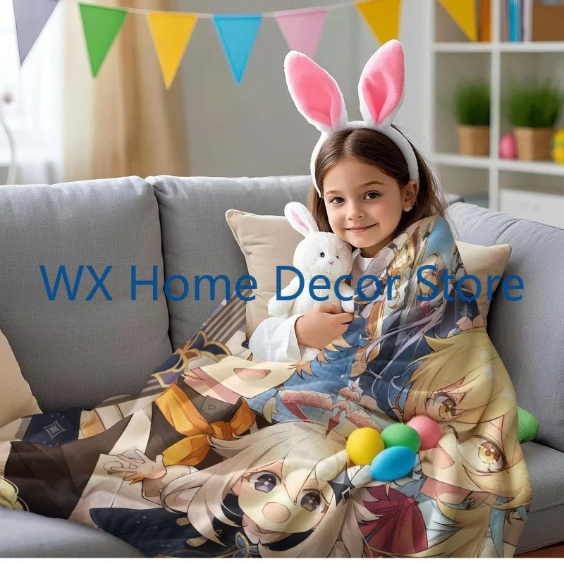 جينشين تأثير المسافر دافئ سوبر لينة الفانيلا بطانية جميلة أنيمي شخصية دافئة رمي بطانية لغرفة المعيشة ديكور المنزل