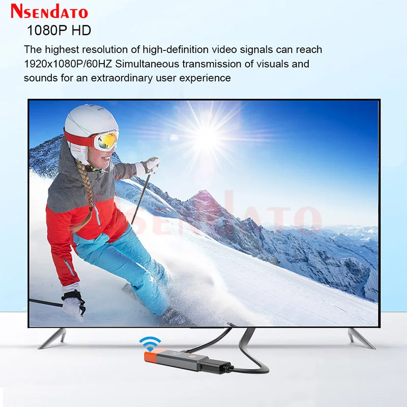 50M 무선 HDMI 비디오 송수신기 1080P 무선 HDMI 디스플레이 TV 스틱 어댑터 (PS4 카메라 PC에서 TV 프로젝터로 연결) 썸네일 2