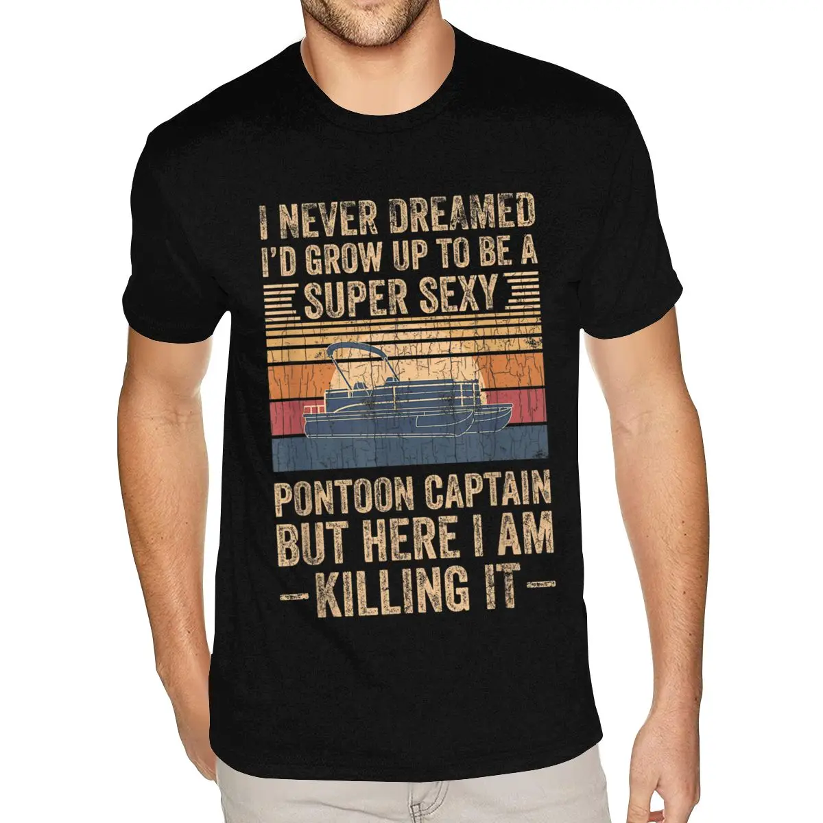 

Футболка с короткими рукавами и круглым вырезом из органического хлопка «Я никогда не мечтаю, я нравятся быть понтонным каптаном», подарочная футболка