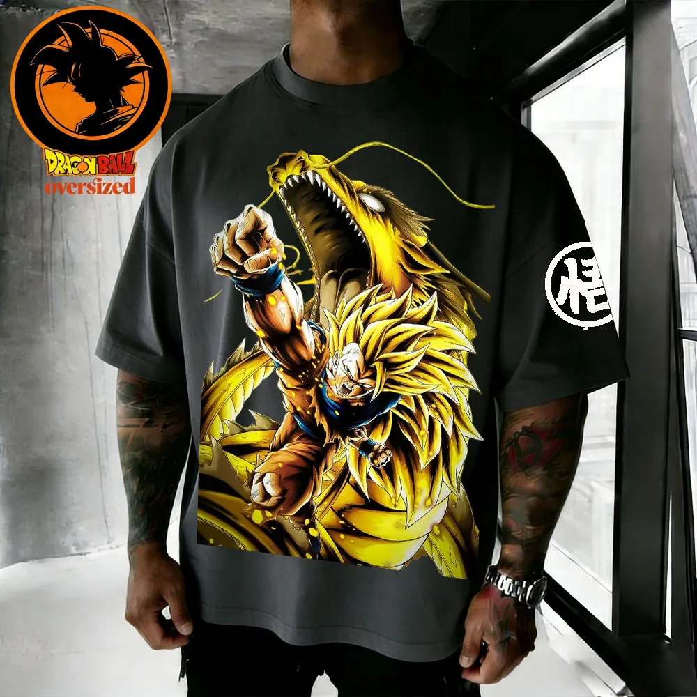 2026 Sommer Dragon Ball Super Saiyan Retro Hochwertiges Baumwoll-Herren-Oversize-T-Shirt Familien-Unisex-Kinder-Freizeithemd