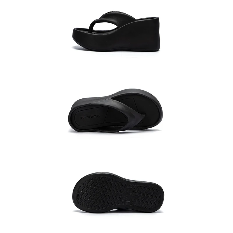 Chanclas de tacón alto para mujer, sandalias de suela gruesa, antideslizantes, con Clip para la playa, novedad de verano