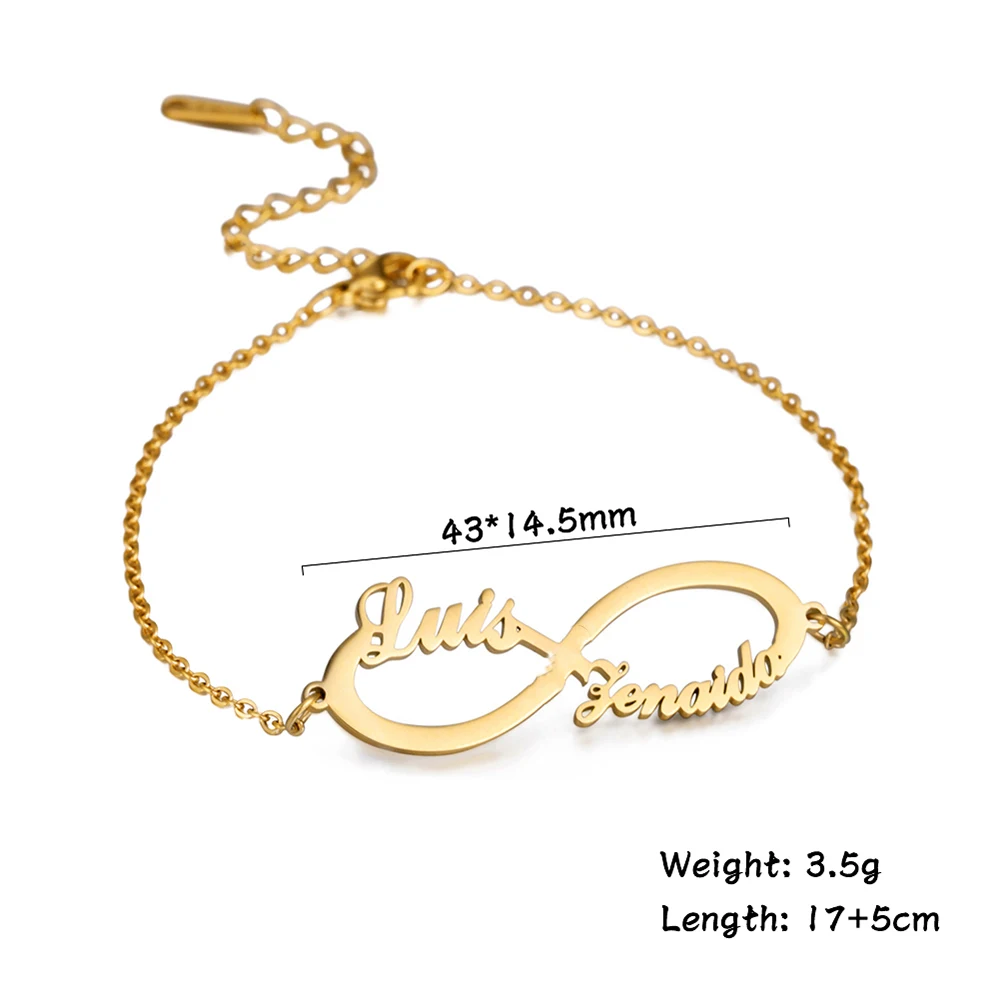 Infinity Custom Personalized Name Bracelet Gift for Men Women Mother Kid Baby Family Stainless Steel Supernatural Amulet Jewelry