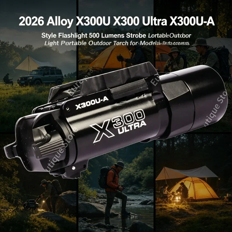 

2026 Alloy X300U Style Flashlight 500 Lumens Strobe Light Portable Outdoor Torch for Model Parts Accessories Wargame