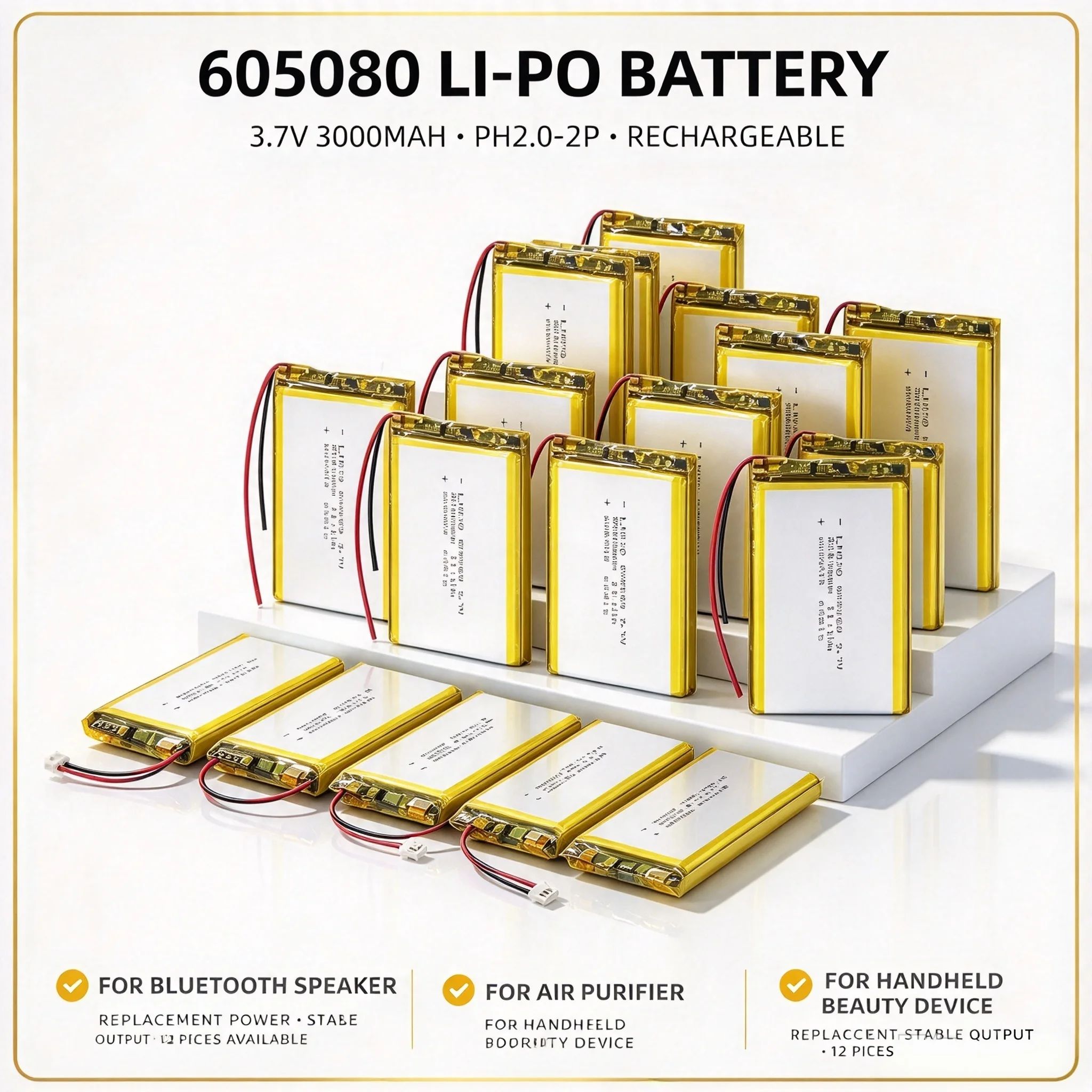 Grade A 606090 Lithium Polymer Cell, 4000mAh 3.7V Rechargeable, High-Energy Replacement Power Pack for Tablet PC & DIY Power Ban