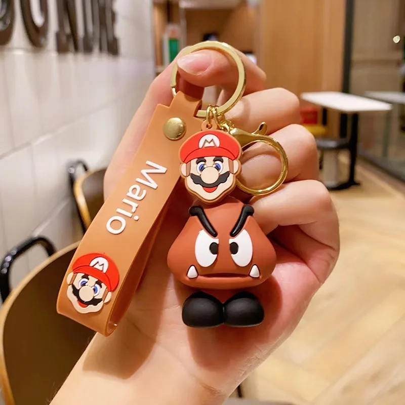 Portachiavi cartone animato Super Mario 3D Portachiavi con ciondolo per borsa per bambola Mario carina Portachiavi per auto Modello bambola Portachiavi con ciondolo per zaino in PVC