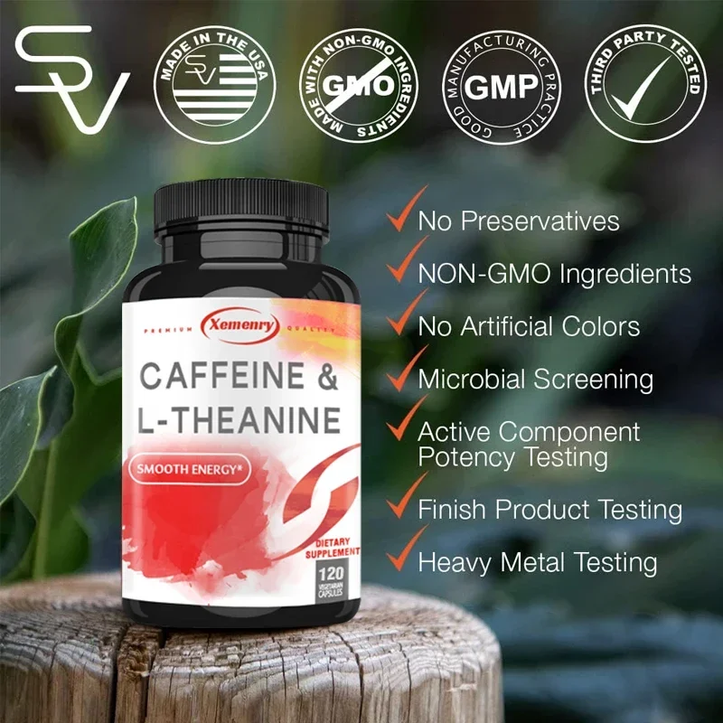 Caffeine 50 Mg and L-Theanine 100 Mg Capsules Supplement