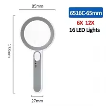 Handlupe, wiederaufladbar, 12-fache Lupe mit LED-Licht, 3 Modi für Senioren, Lesen, Reparieren, Schmuck, Basteln, Inspektion – Detail 9