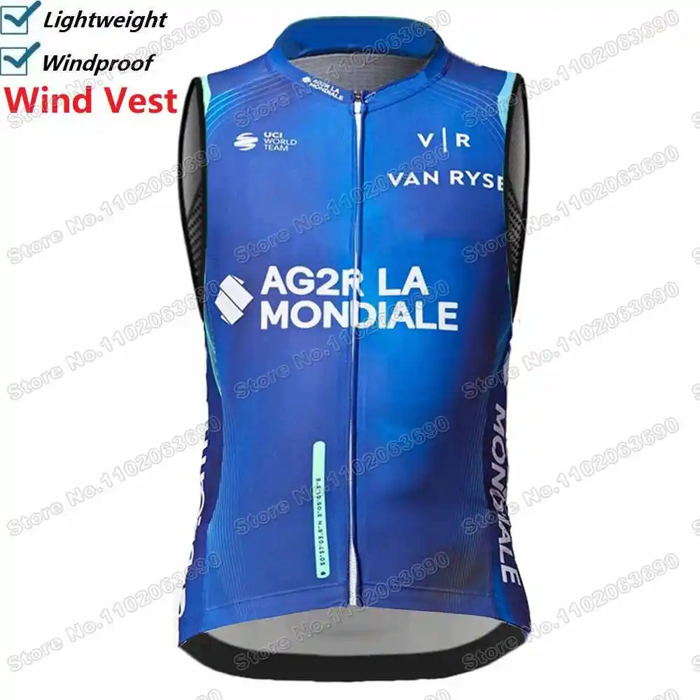 Chaleco de ciclismo a prueba de viento Equipo Ag2r 2025,Chaleco cortavientos para hombre,Maillot Ciclismo Carretera Sin Mangas,Cortavientos para bicicleta,Ropa Bicicleta Uniforme MTB