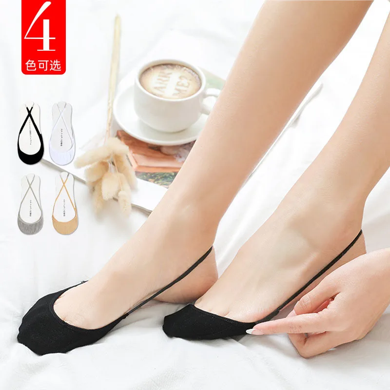 Suspenders Women Cotton Boat Socks Invisible Shallow Mouth Summer Thin Half Sole Socks for High Heels Shoes Not Drop Heels Socks