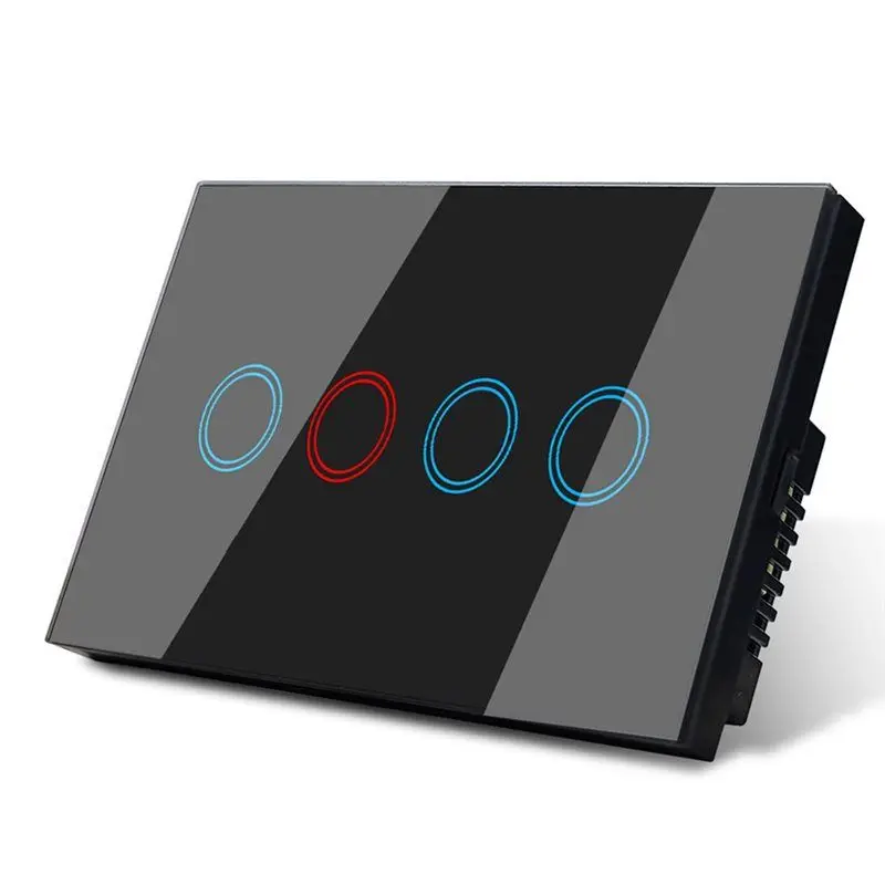 

~A61Z Wifi Smart Wall Light Switch Glass Touch Power Switches Wireless Voice Remote By Tuya Alexa Google Home 4-Gang