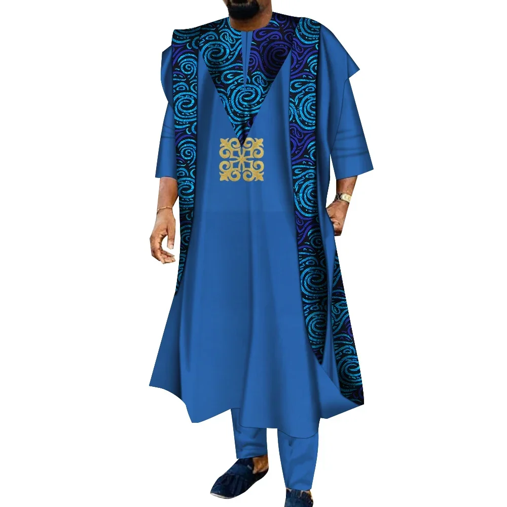 Afrikaanse Kleding Voor Mannen Dashiki Shirts Ankara Broek 3 Stuk Set Bruiloft Avond Outfits Gewaad Pak Traditionele Kleding WYN1526