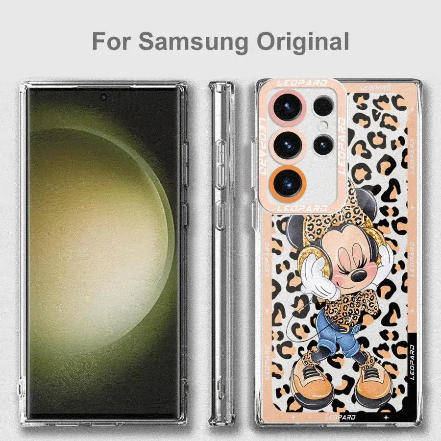 Disney Leopard Print Phone Case for Samsung Galaxy Note10Plus 20 20Ultra S23 24 Ultra S22 S20 FE S21 Plus 5G S22Ultra Matte