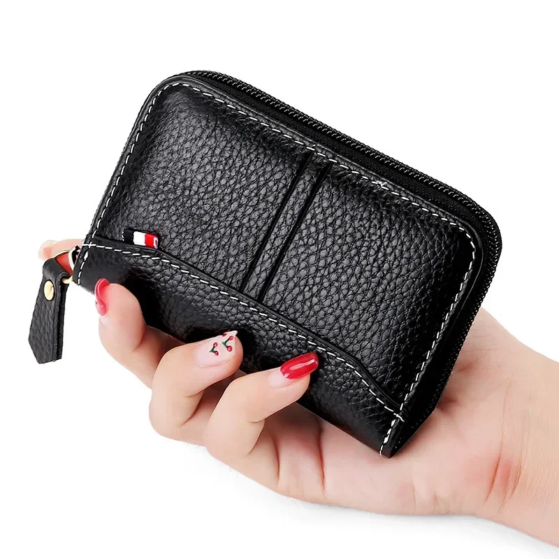 

Card Holder Business Women Credit Cardholder Genuine Leather Case for Bank Cards Wallet RFID Coin Purse Carteira Masculina