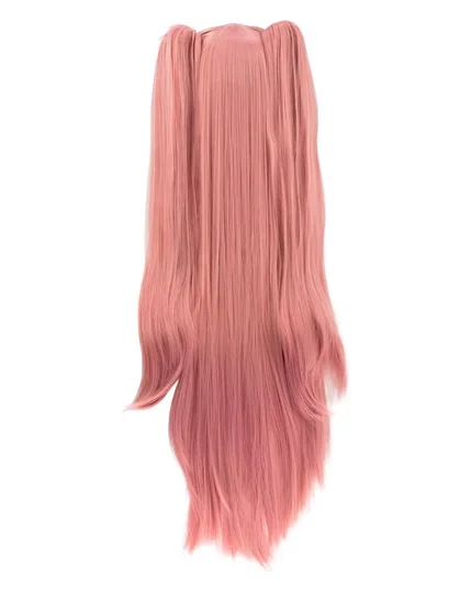 Anime Cosplay Pink Wig with Two Pigtails Halloween Party Woman Synthetic Hair Wig Heat Resistant wig