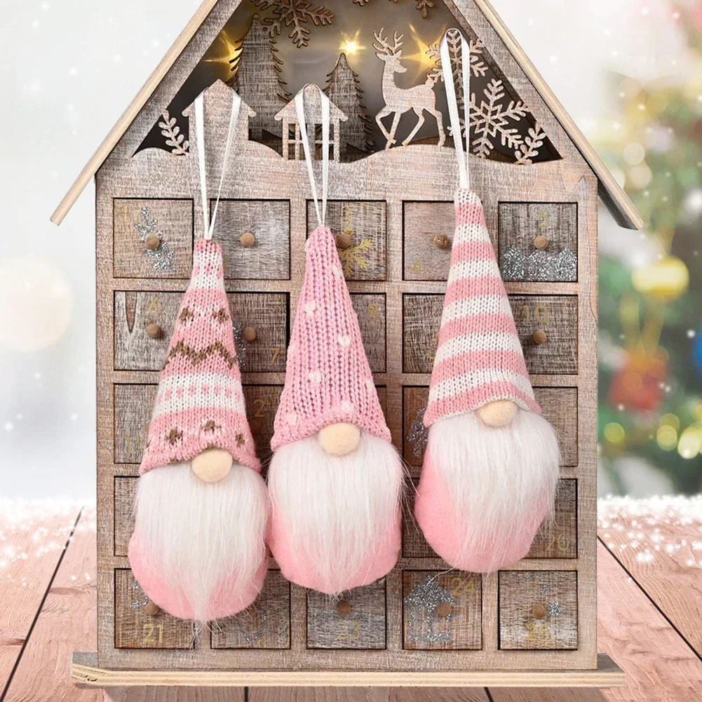 3pcs Christmas Gnome Plush Gonk Santa Doll Pendants 2025 New Year PP Cotton Ornaments Decor For Home Wedding Christmas Trees