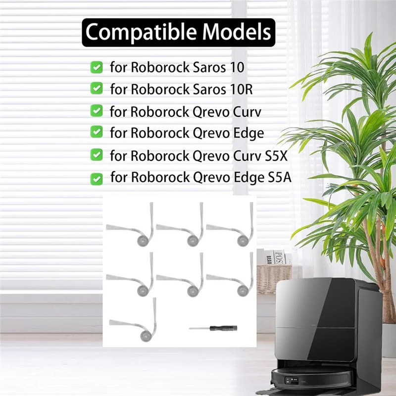 فرشاة جانبية ABGP لـ Roborock Saros 10R، Qrevo Curv، Qrevo Edge، Qrevo Curv S5X، Qrevo Edge S5A، Saros 10 Robot Vacuum Cleaner