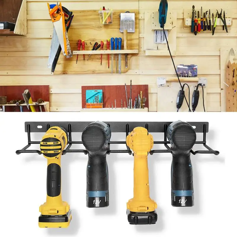 Drill Storage Rack Wall Mount Electric Drill Holder Organizer Heavy Duty Power Tool Rack Garage Workshop power drill tool Shelf