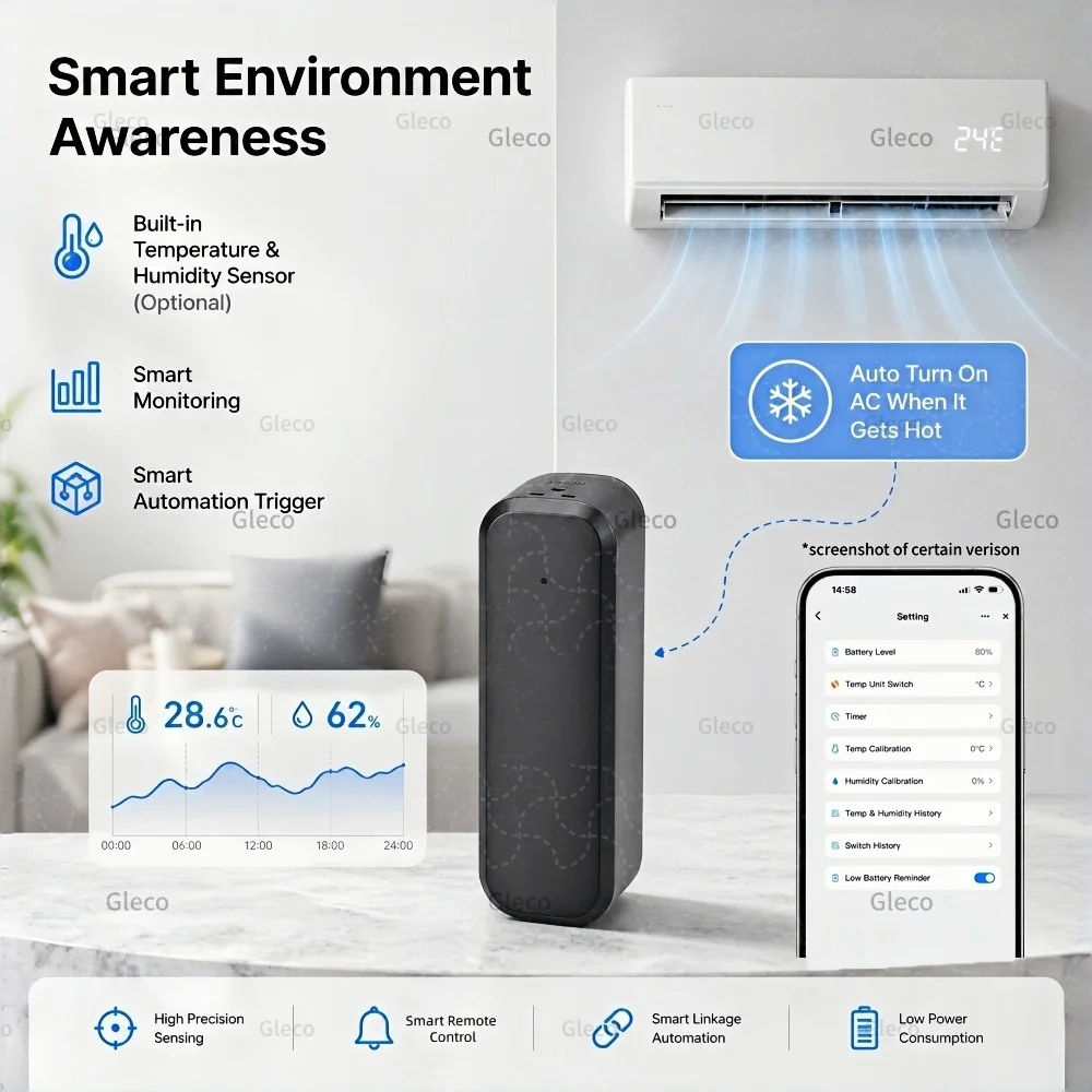 Universeller Zigbee IR-Blaster Fernbedienung mit Temperatur- und Feuchtigkeitssensor, 2MQTT TUYA APP-Steuerung für Klimaanlagen, Fernseher und Smart Home Szenarien – Detail 7