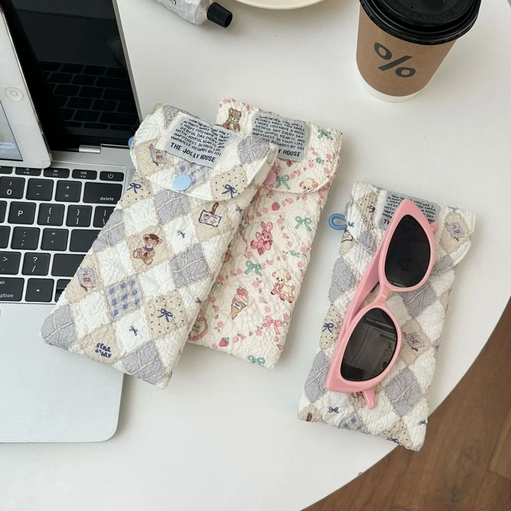 

New Cartoon Glasses Case Cotton Padded Soft Sunglasses Storage Bag Multi-Functional Anti Pressure Eyewear Pouch Girls