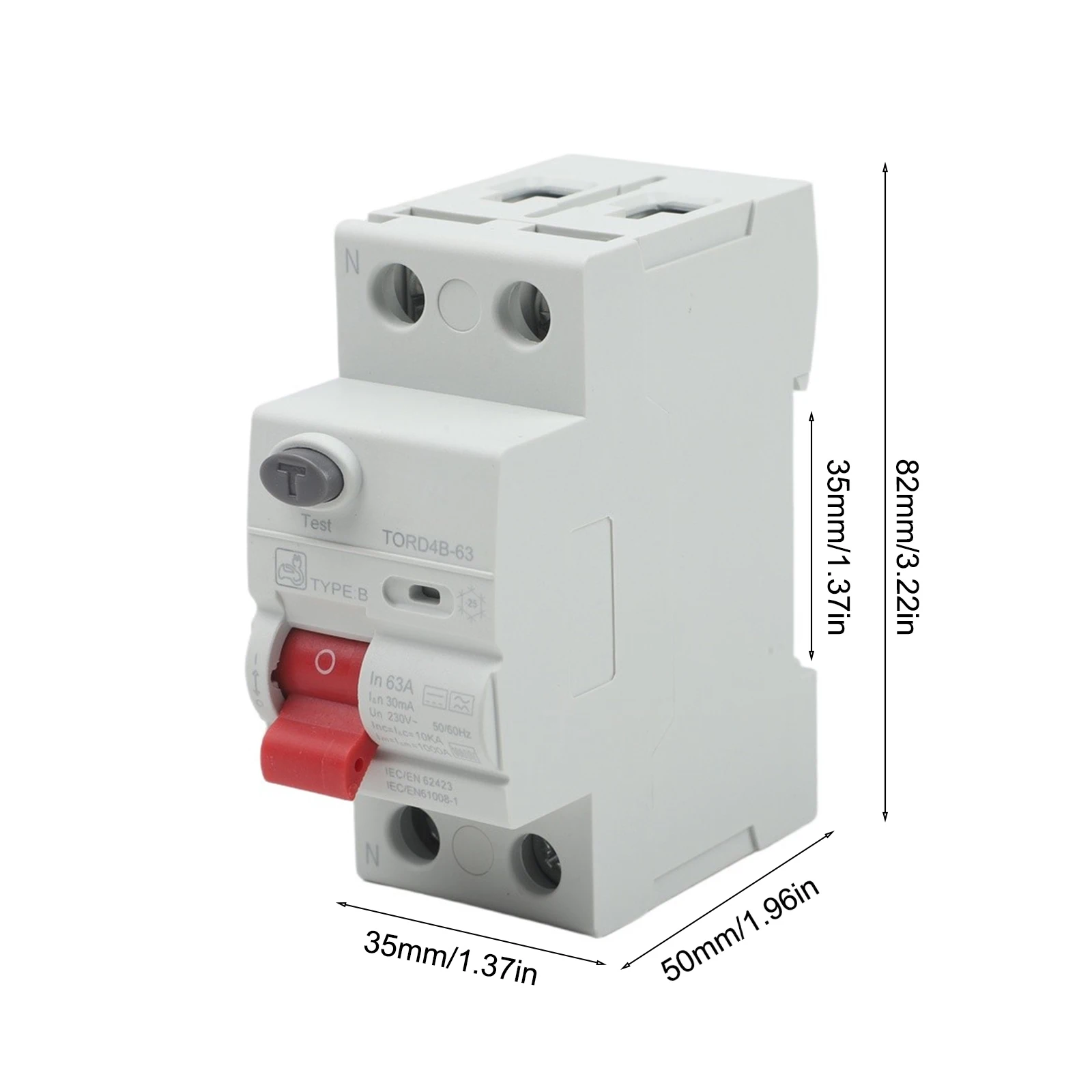 2P 63A 30mA Type B for Circuit Breaker with Residual Current Device and 6KA Breaking Capacity for EV Charging Station Safety