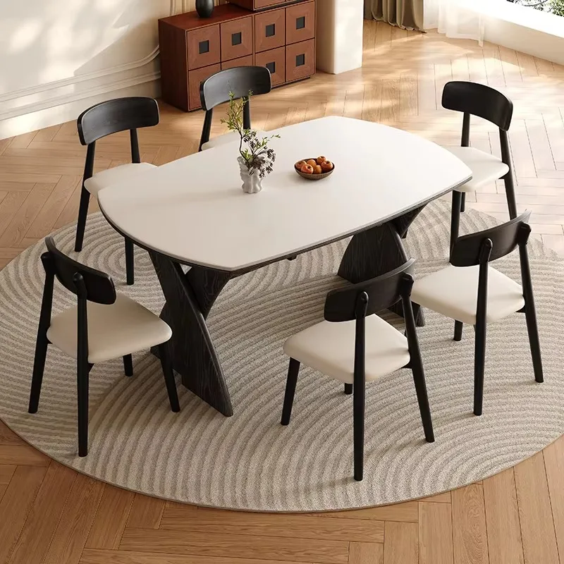 

Элитный деревянный обеденный стол с регулируемой столешницей из спеченного камня, черный, в ретро-стиле, складной, для дома