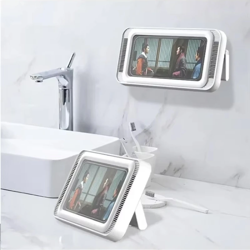 

Oatsbasf Bathroom Waterproof Phone Holder Home Wall Phone Case Stand Box Self-adhesive Touch Screen Phone Bracket Shower Storage