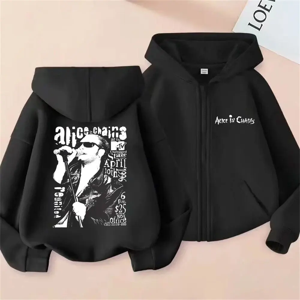 

Rock Band Alice in Chains Face Zipper Hoodie Men Women Gothic Punk Oversized Zip Up Sweatshirt Male Fashion Classic Hoodies Coat