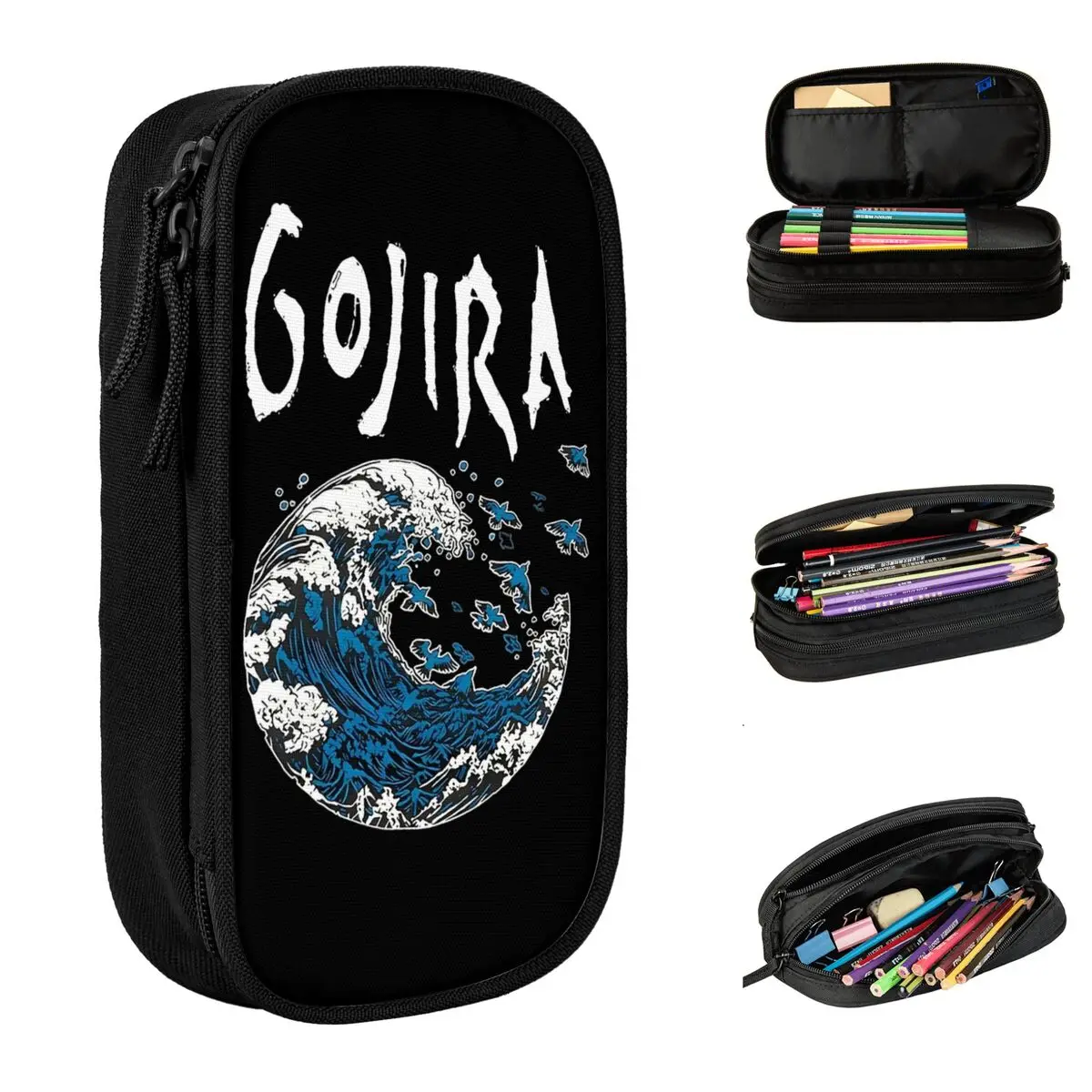 Gojiras Rock Metal Band Pencil Case Pencilcases Pen for Girls Boys Large Storage Bag Students School Gifts Stationery