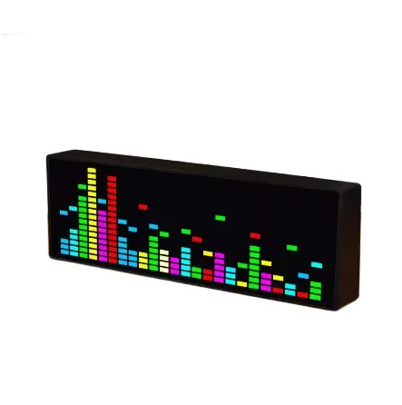 LED Electronic Clock Voice-activated Rhythm Light Level Indicator Electronic Indicator Black Purple Blue White 21.8*2.8*7.2cm