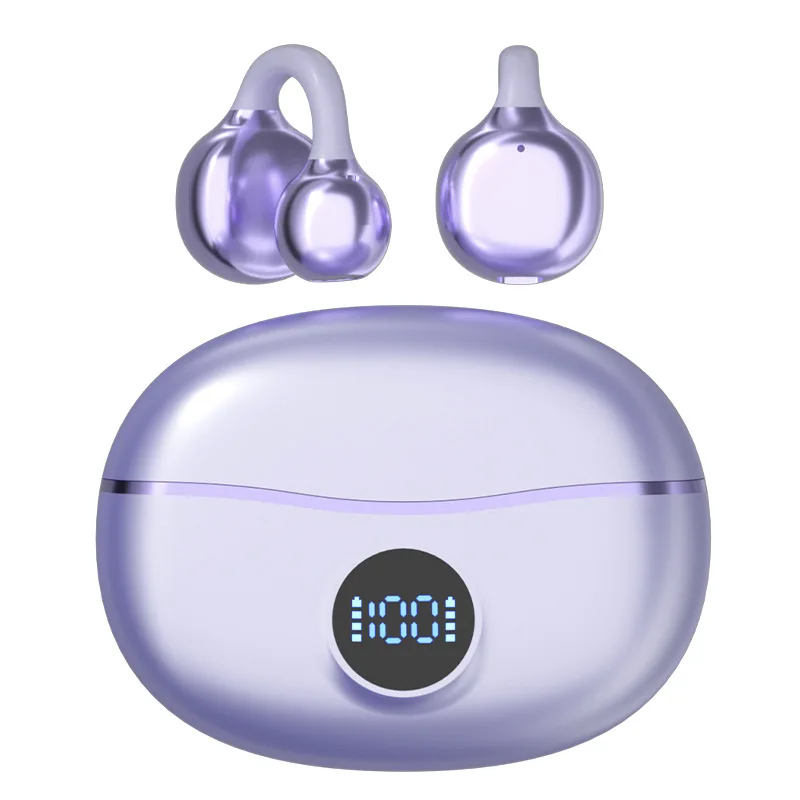 Clip on Earbuds Open Ear Wireless Bluetooth 5.4 Headphones with Mic,50H Play,Noise Cancelling,Comfortable Sports Ear Buds