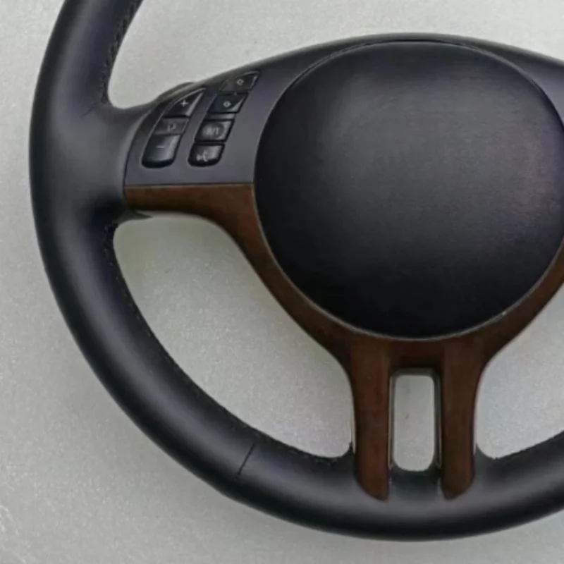 Black Full Leather Without Holes Car Steering Wheel Cover DIY Microfiber Leather For BMW E39 E46 325i E53 X5 Auto Accessories view 2