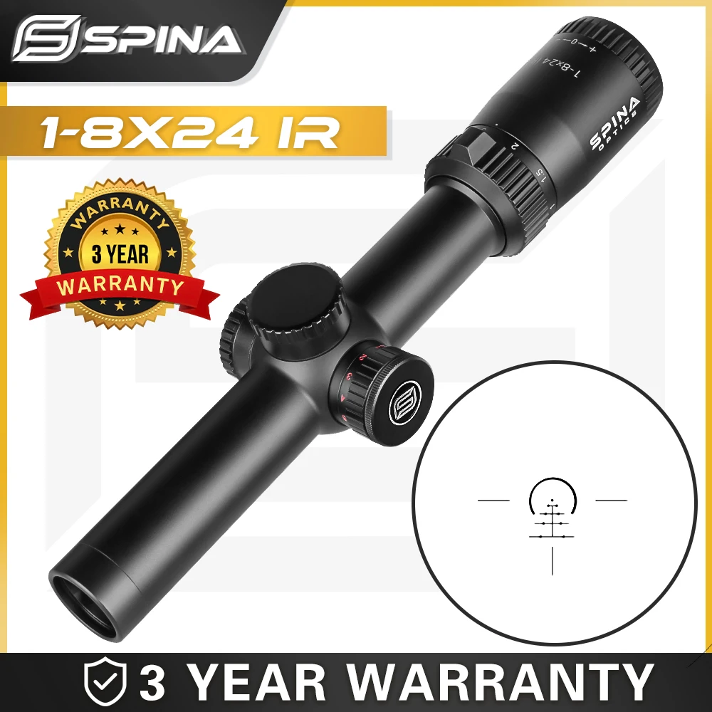 

SPINA 1-8X24 IR Tactical Compact Hunting Scope Optical Sight Sniper Maginifier Spotting Scope for Rifle Airsoft Air Gun