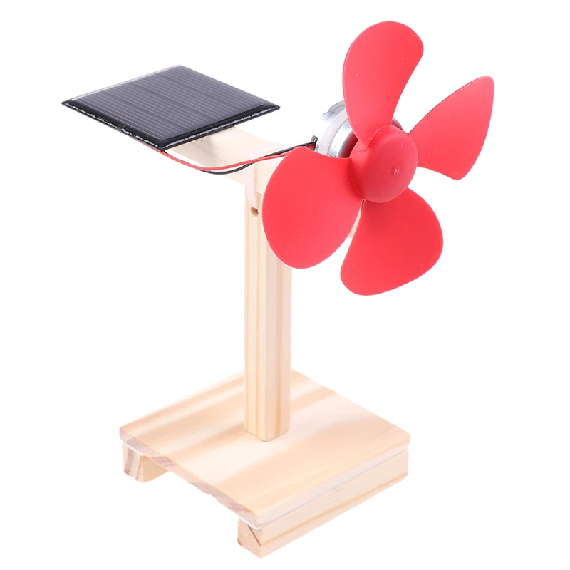 Science Toy Mini Solar Fan DIY Model Kit Wooden Students Physics Educational Toy