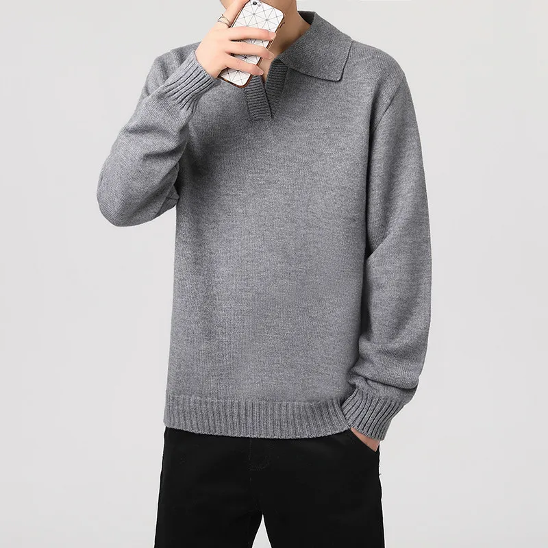 

Мужской повседневный вязаный свитер V-Ne, теплый однотонный деловой свитер для отдыха Ci Walk Long Sve, моющееся полиэфирное волокно