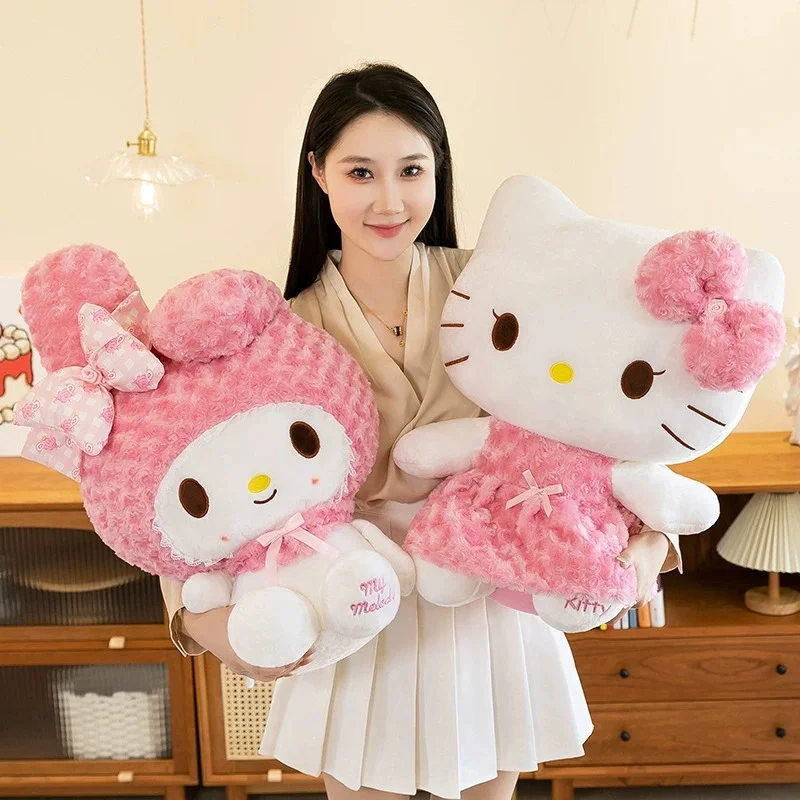 60CM Anime Sanrio Hello Kitty My Melody Rose Serie Cartoon Pluche Pop PP Katoen Gevuld Kussen Kawaii Sofa Ornament vakantie Cadeau