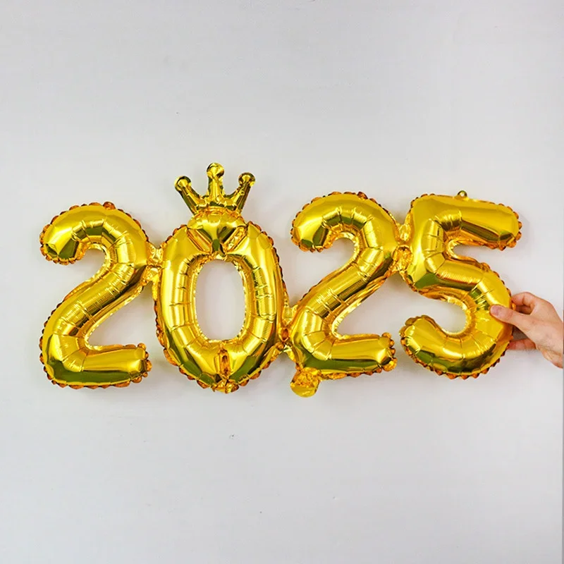 Crown Number Foil Balloons, Happy New Year Eve Party Decoration, Photo Booth Props Supplies, Christmas Home Decor, 2025