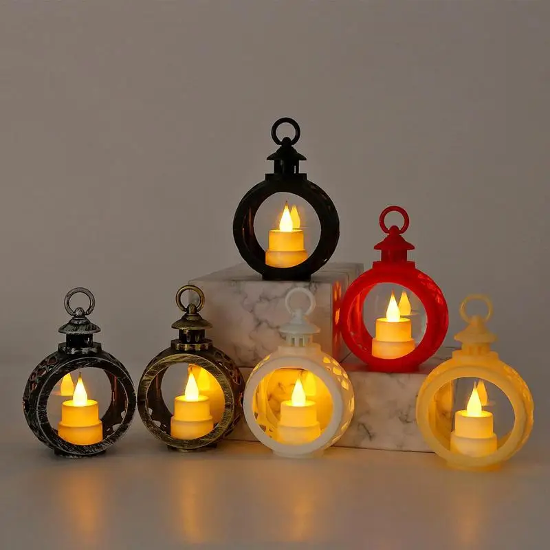 

Decorative Candle Lanterns Round Stylish Decorative Lanterns with LED Flameless Candle Electronic Candle Lamp for Living Room